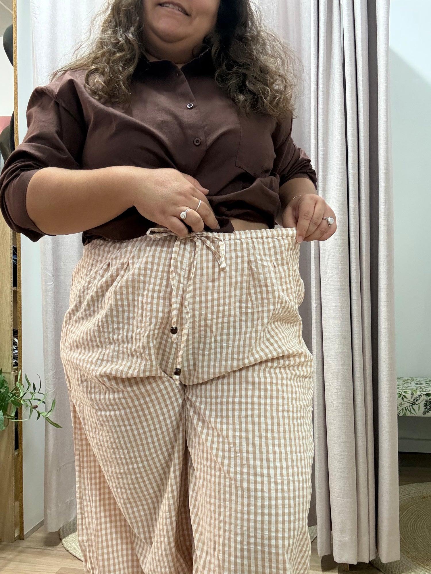 Ballon pant - Latte check