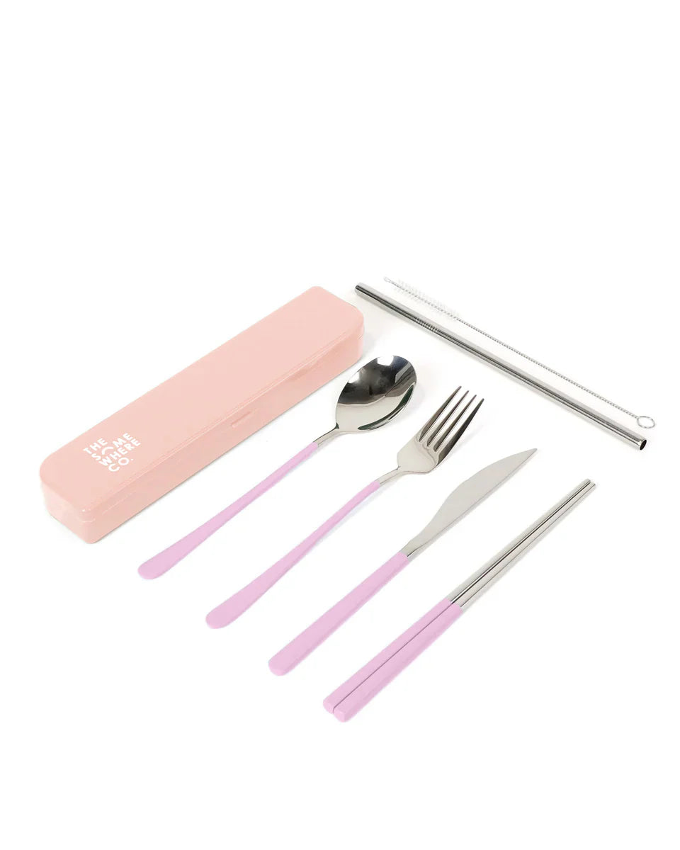 Take Me Away Cutlery Kit Silver/Lilac Handle