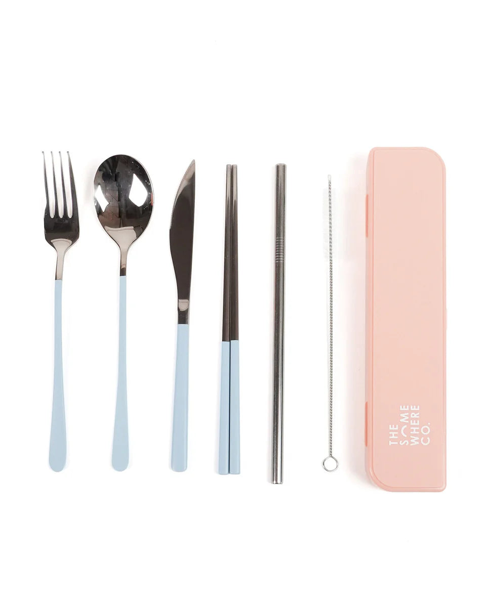 Take Me Away Cutlery Kit Silver/Powder Blue