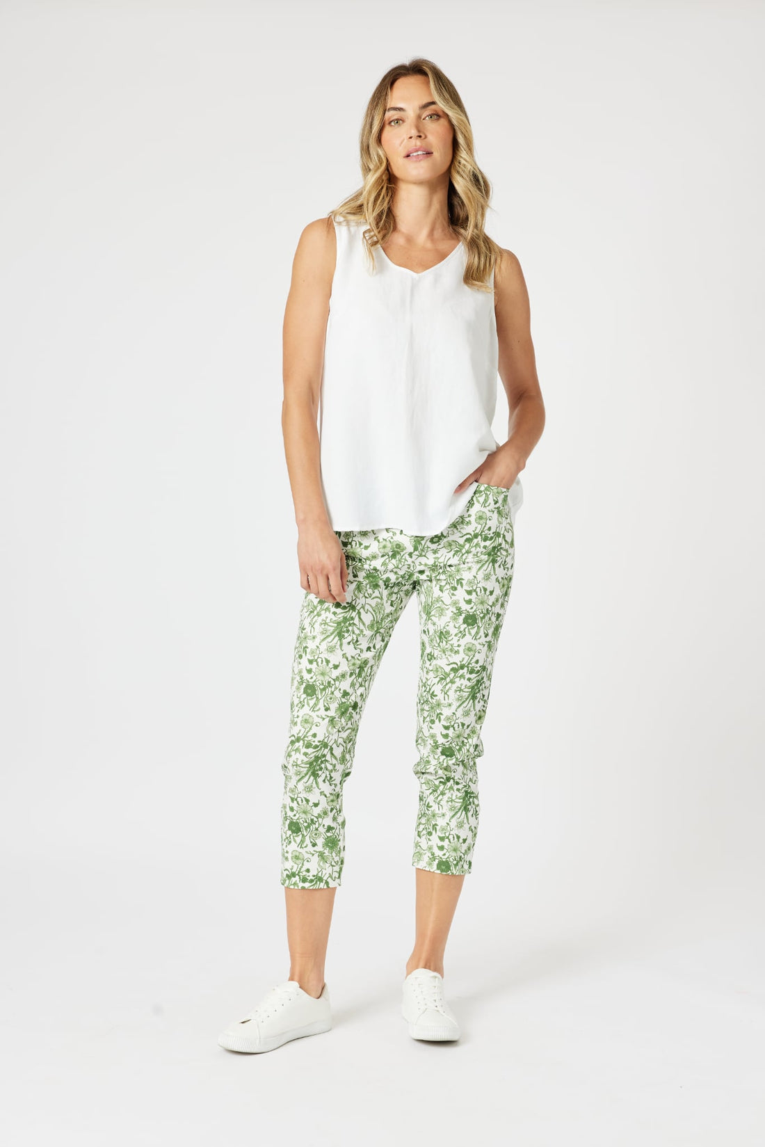 The Lino Button Back Cami White