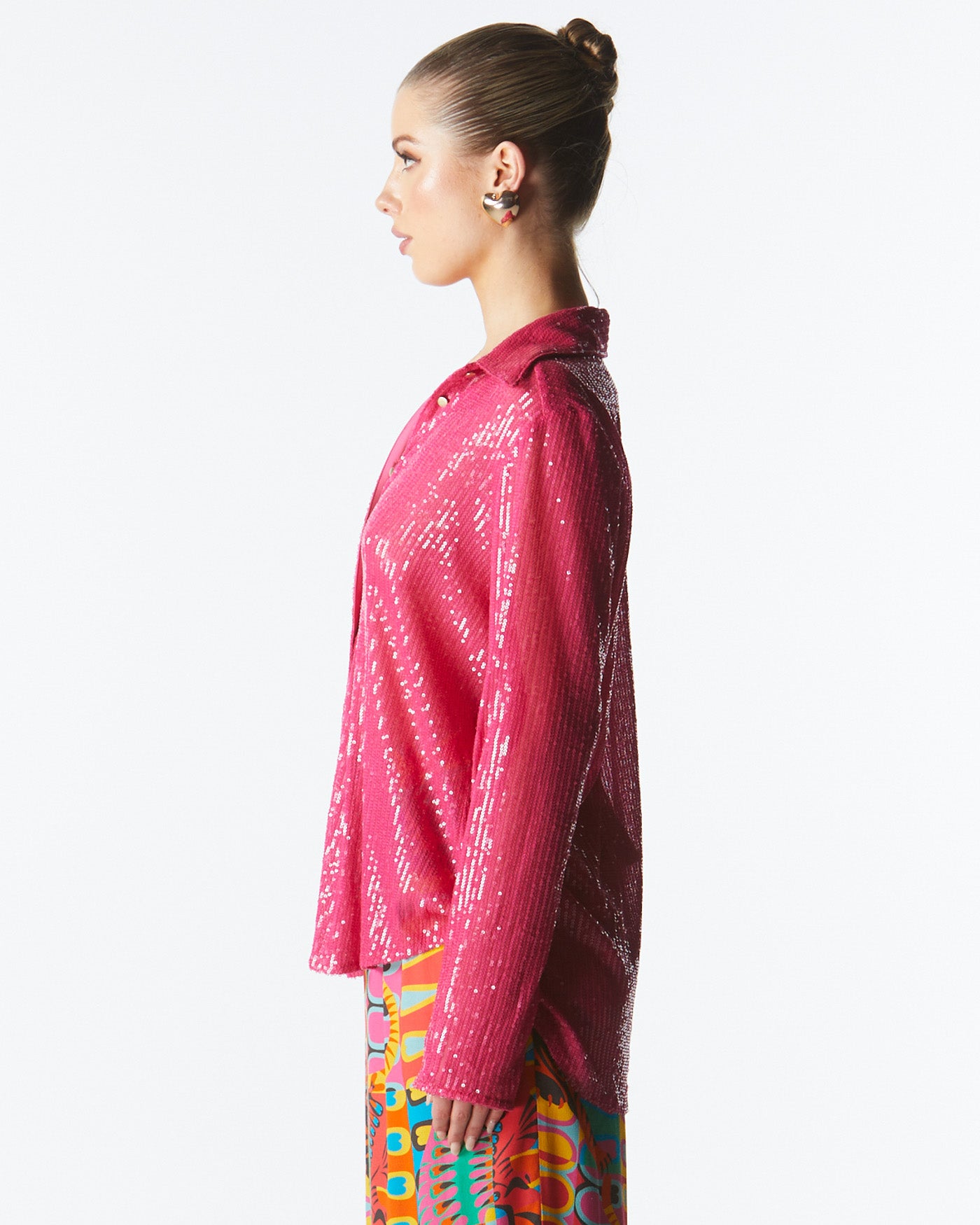 Impression Sequin Shirt fuschia