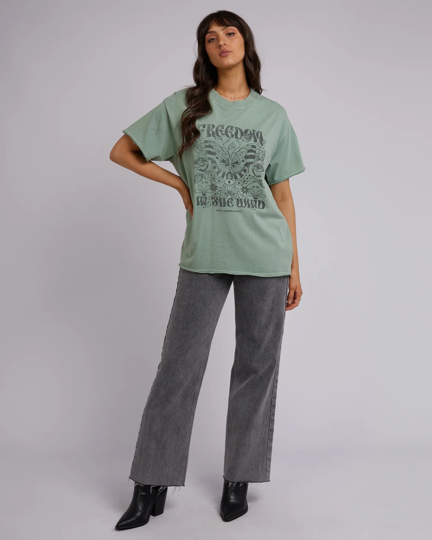 In the Wind oversized tee sage