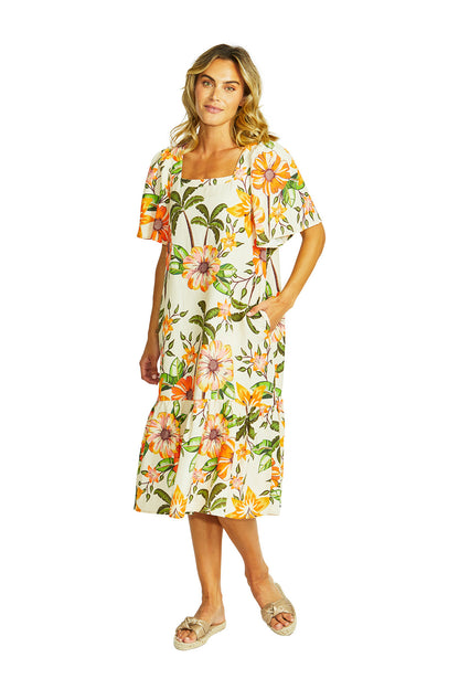 Ipanema Square Neck Dress linen/cotton