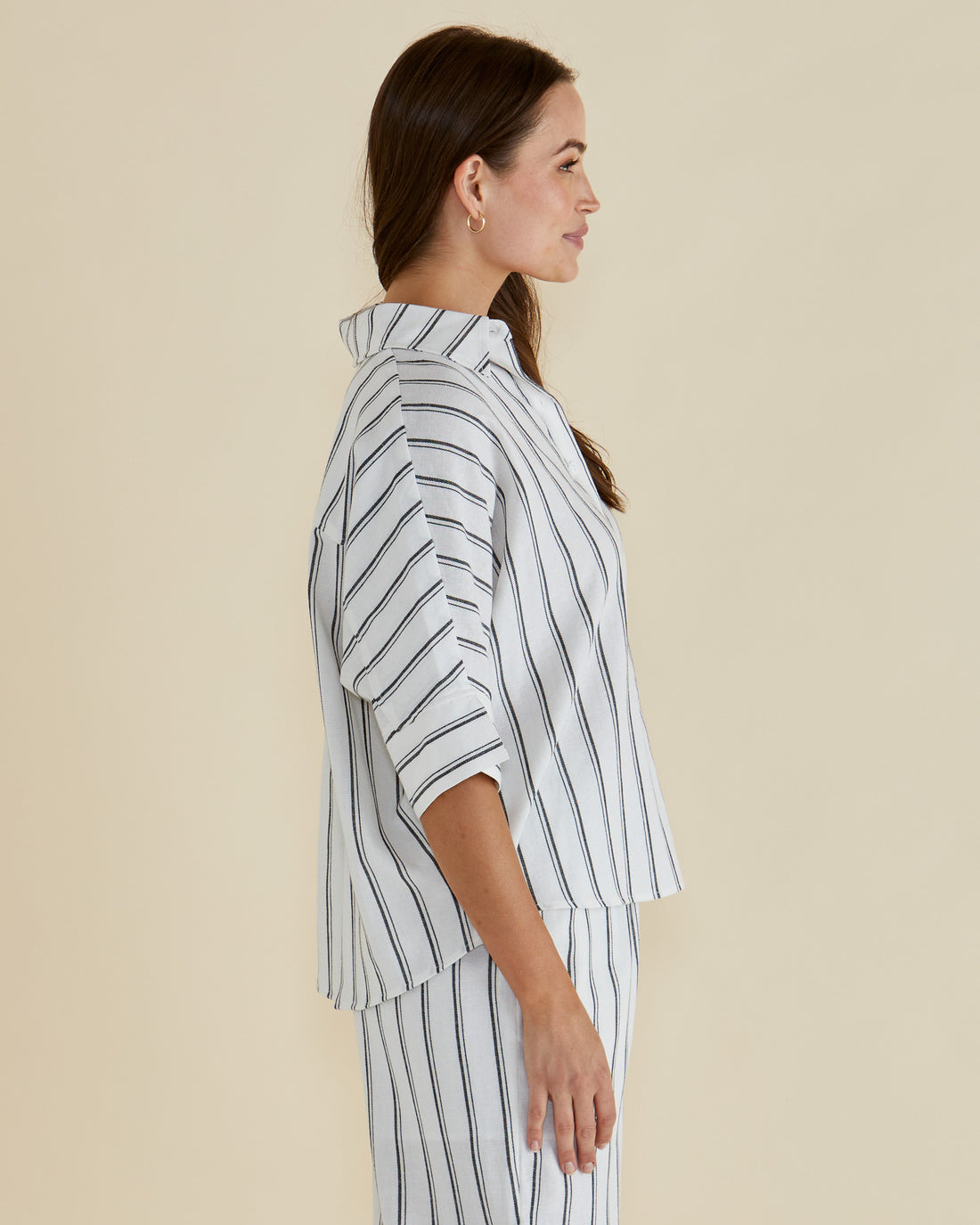 Lynwood Linen Shirt black/white stripe
