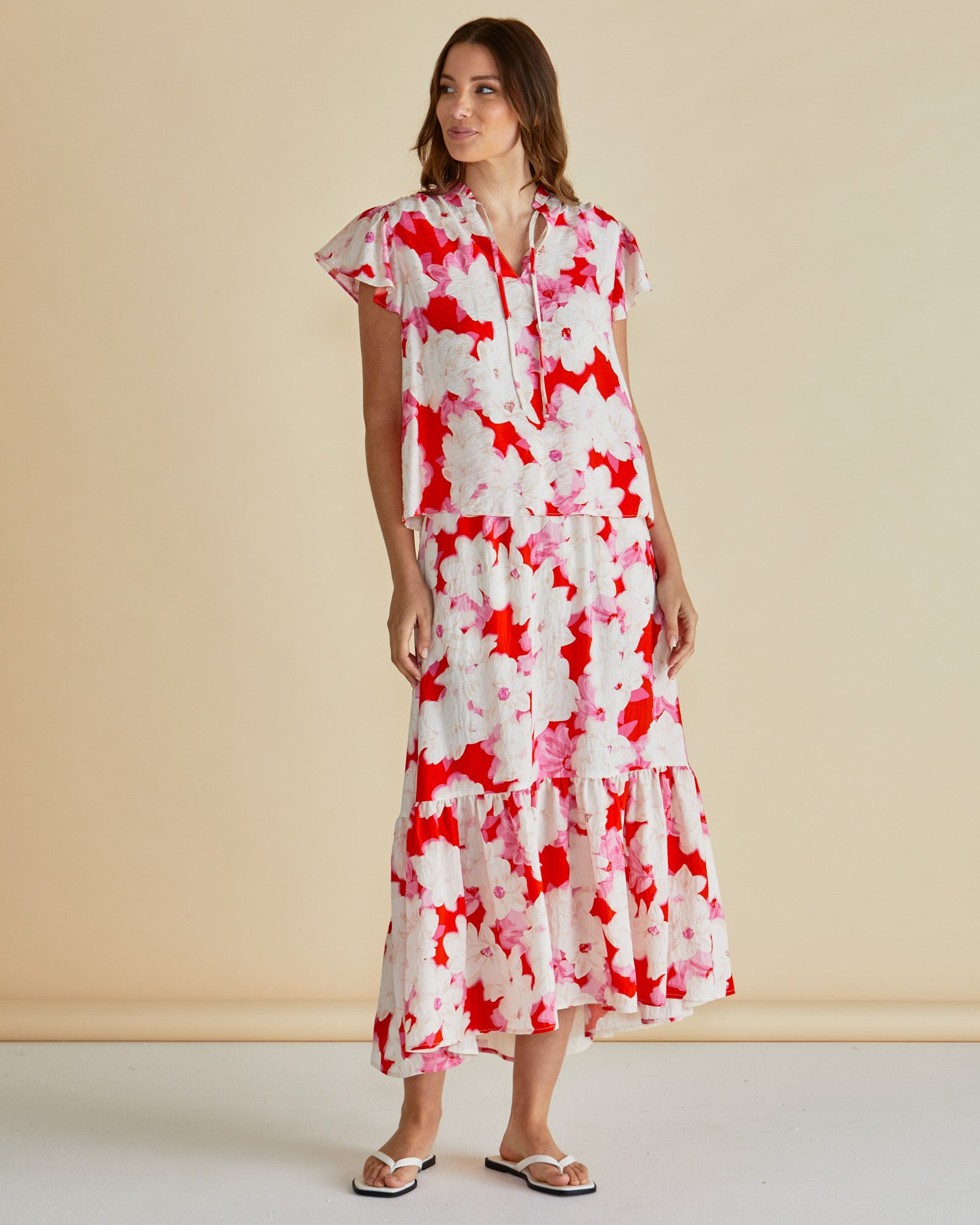 Maggie skirt - red floral print