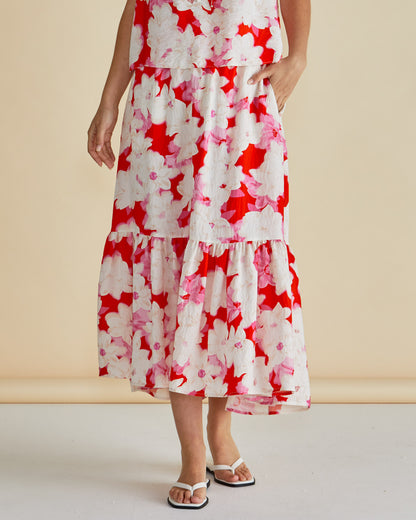 Maggie skirt - red floral print