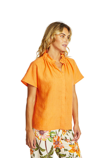 Nora Linen Ruffle Blouse Jaffa