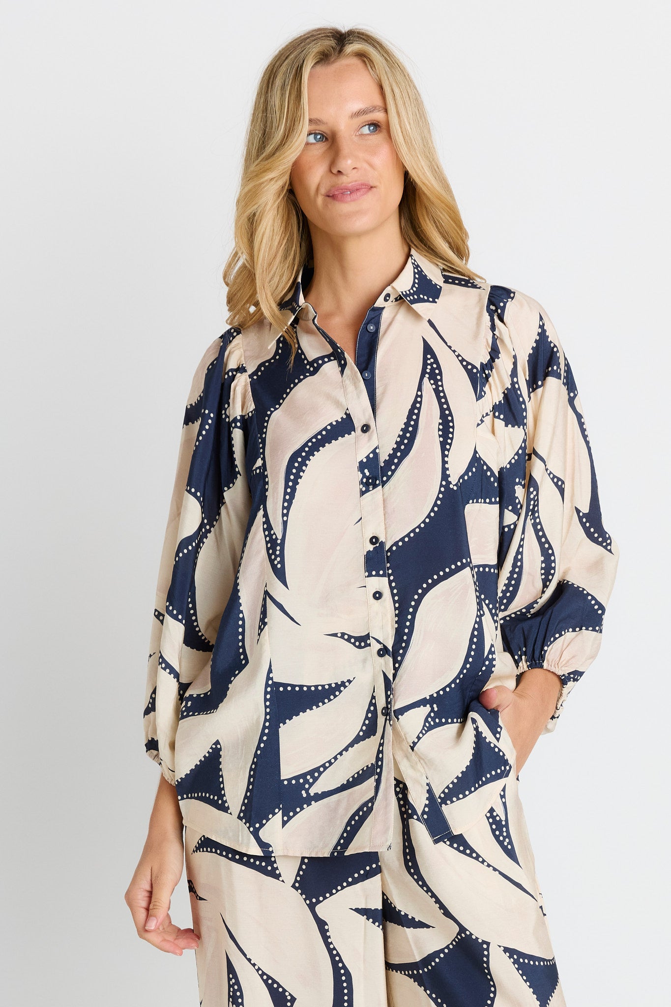 Nova Shirt- Navy Floral Print