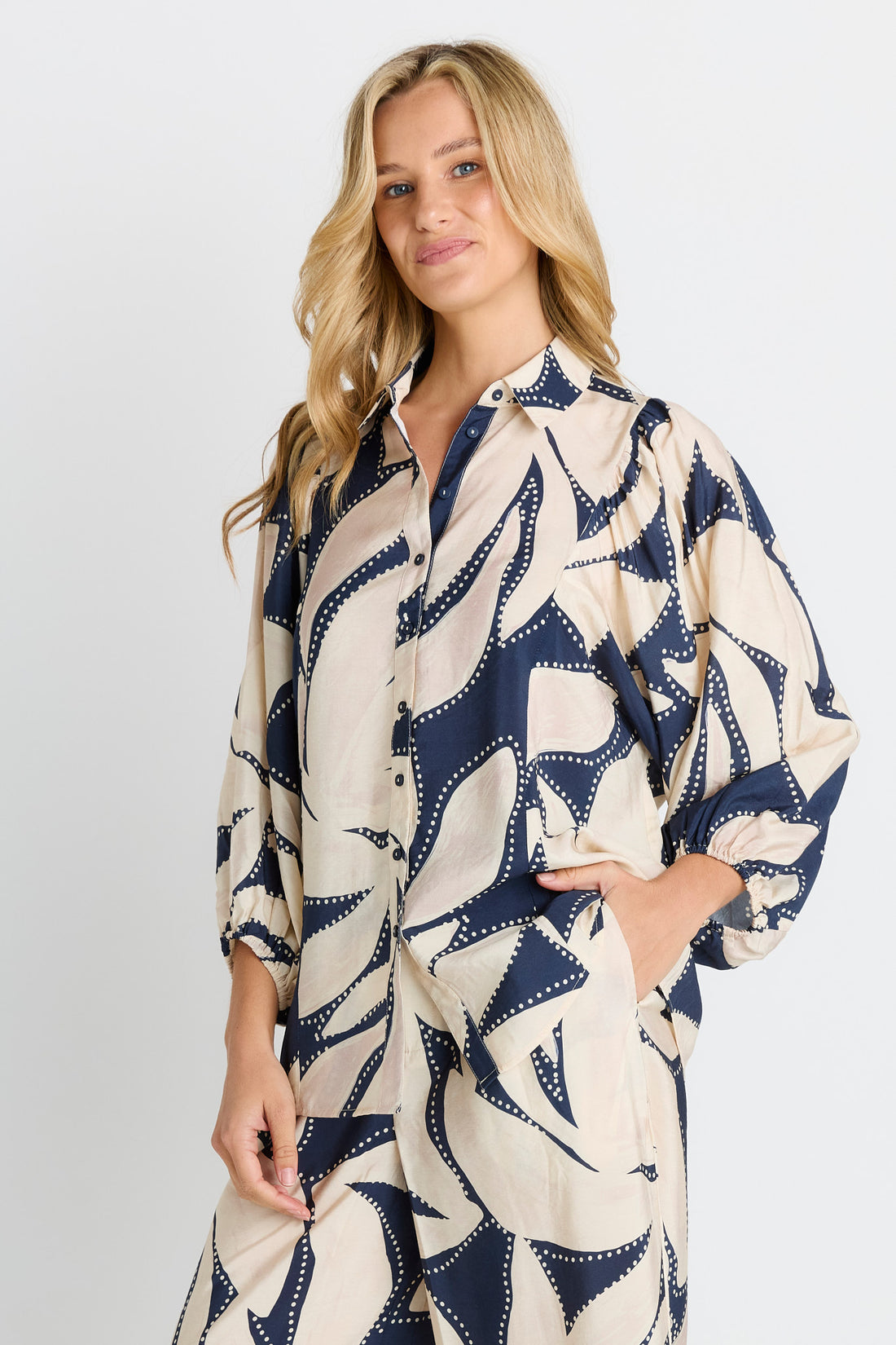Nova Shirt- Navy Floral Print