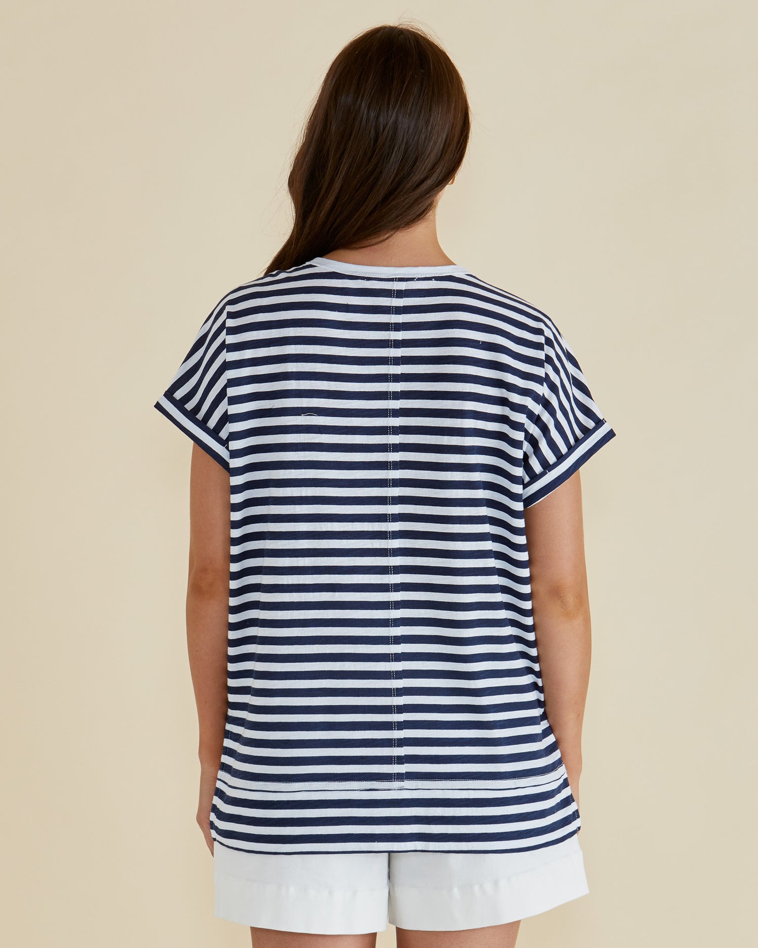 Shirley Tee navy stripe