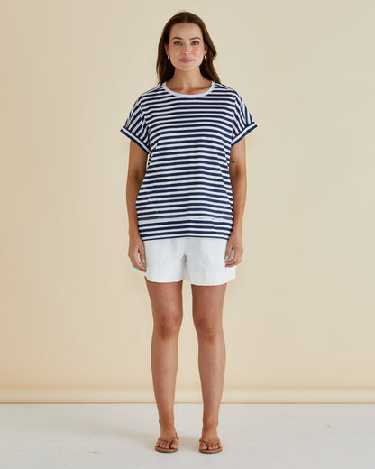 Shirley Tee navy stripe