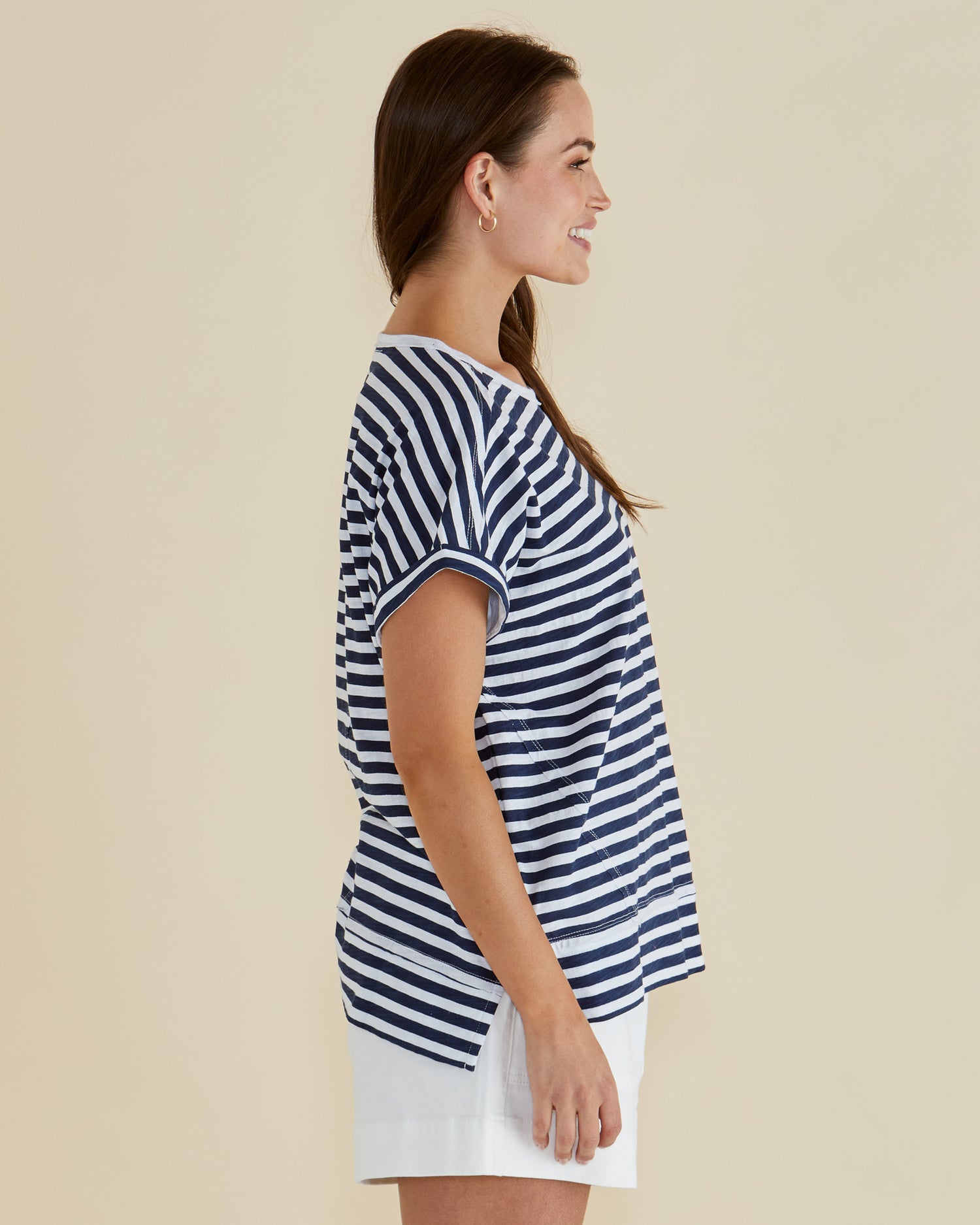 Shirley Tee navy stripe