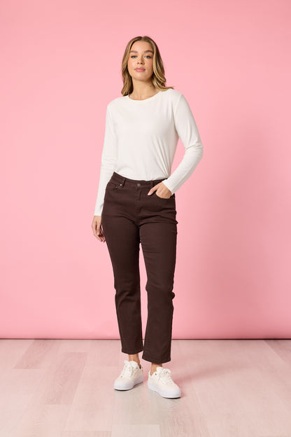 Slim leg Miracle Denim jean- Coffee