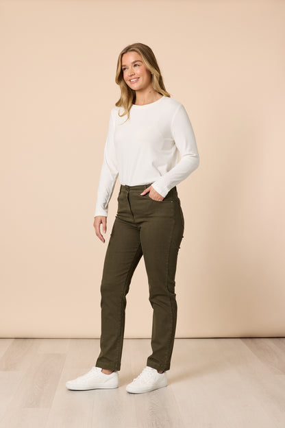 Slim Leg Miracle Denim Jean- Khaki