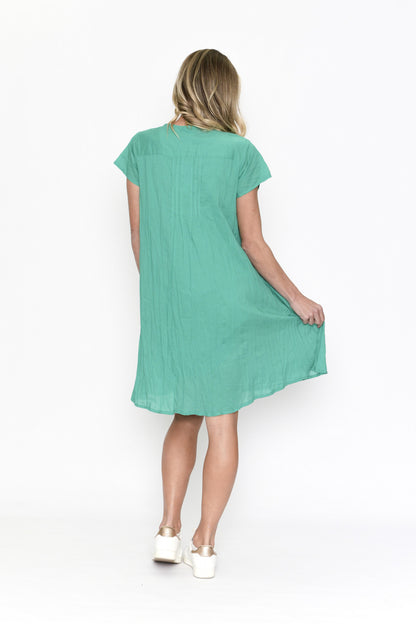 Taylor Cotton Dress cap sleeve jade