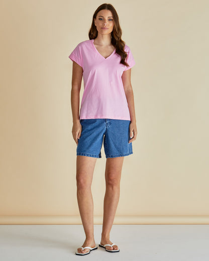Tracy V-Neck tee- pink