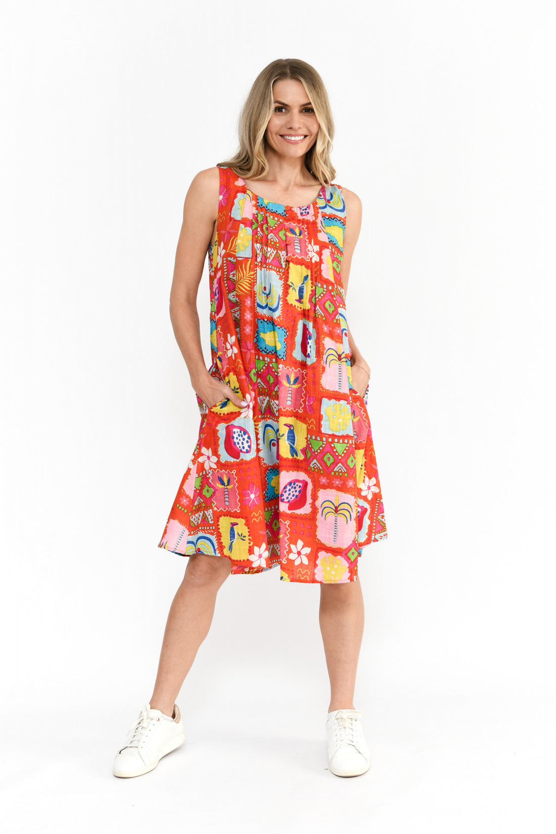 Trop stories orange sleeveless dress