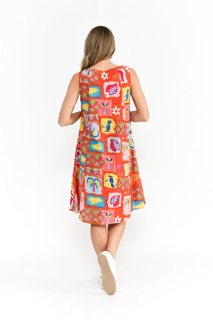 Trop stories orange sleeveless dress