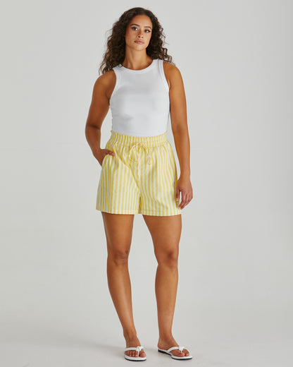 Zane shorts yellow/white stripe