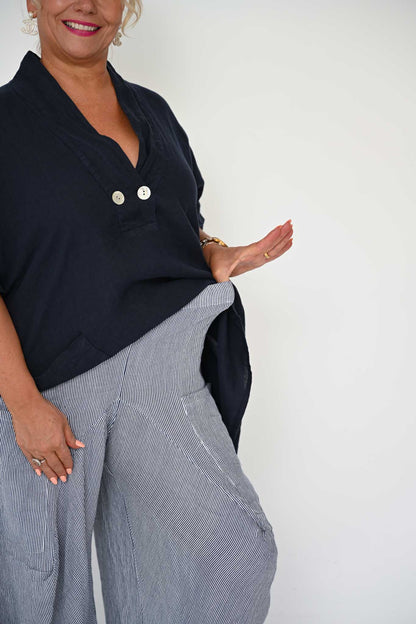 Alicia Pant navy pinstripe