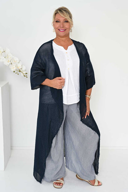 Alicia Pant navy pinstripe