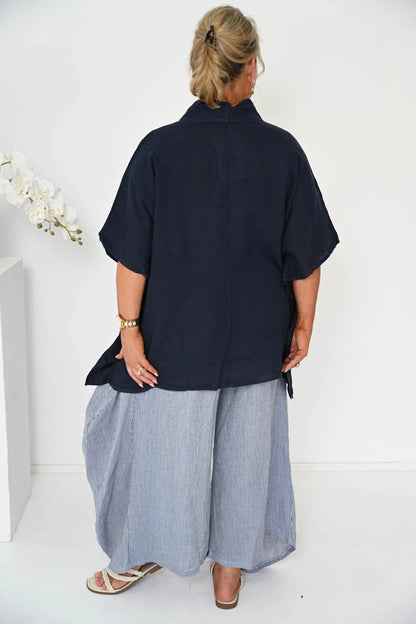 Alicia Pant navy pinstripe