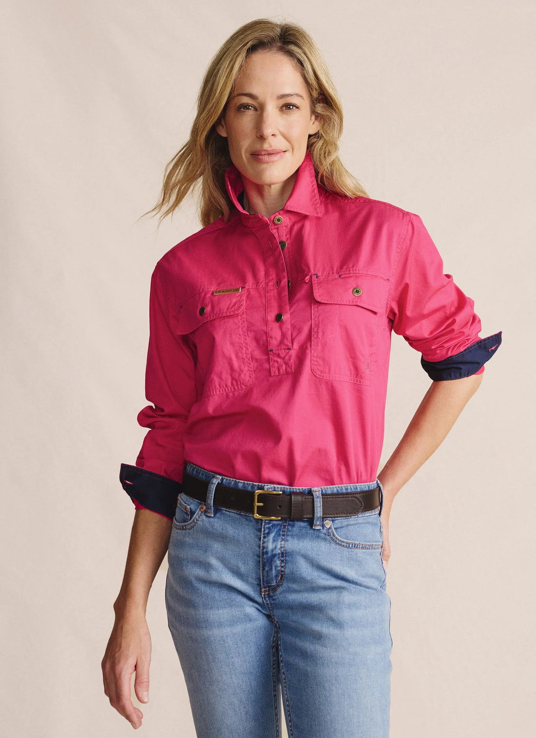 Camfield Half Placket Workshirt pink