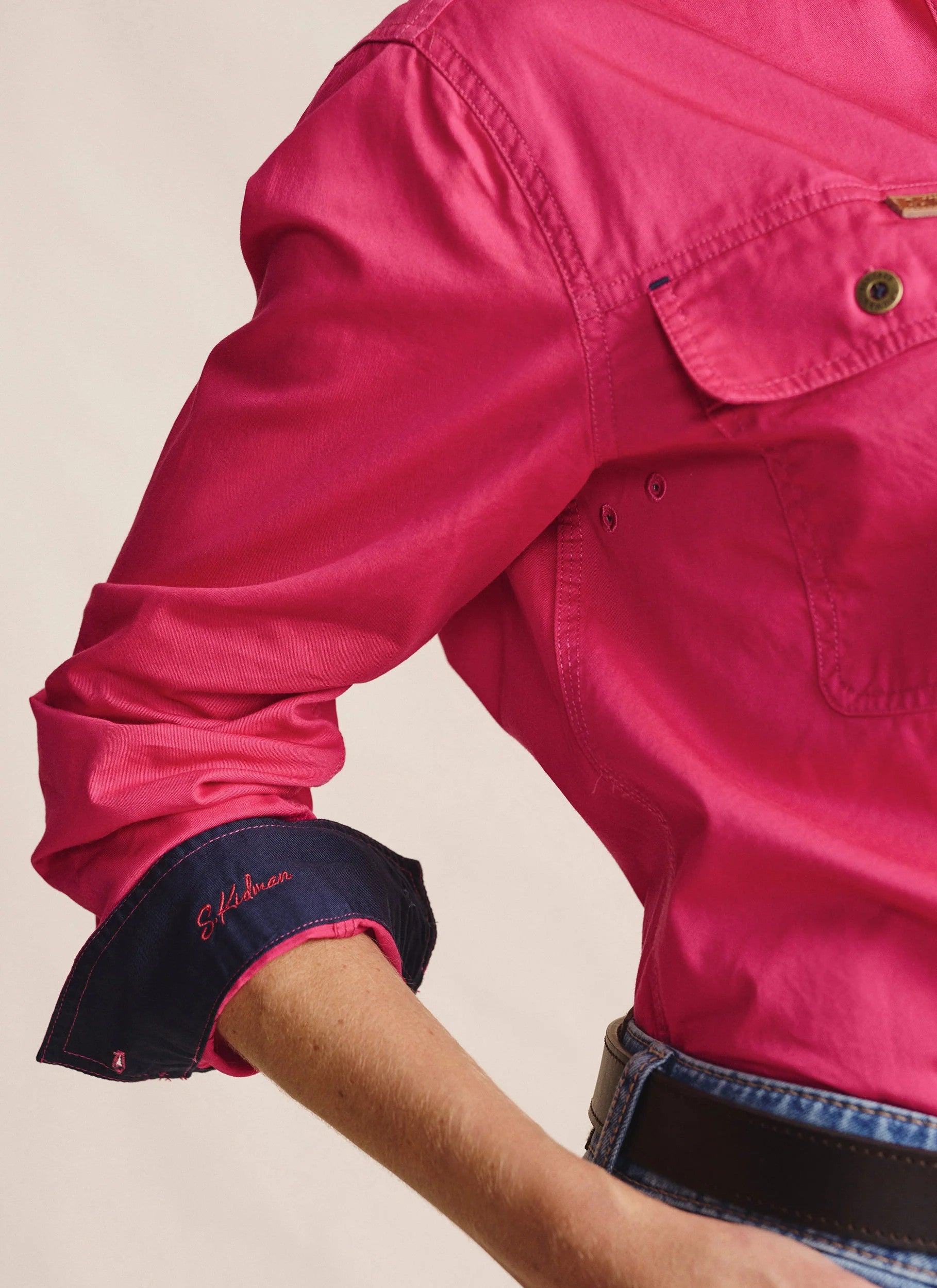Camfield Half Placket Workshirt pink