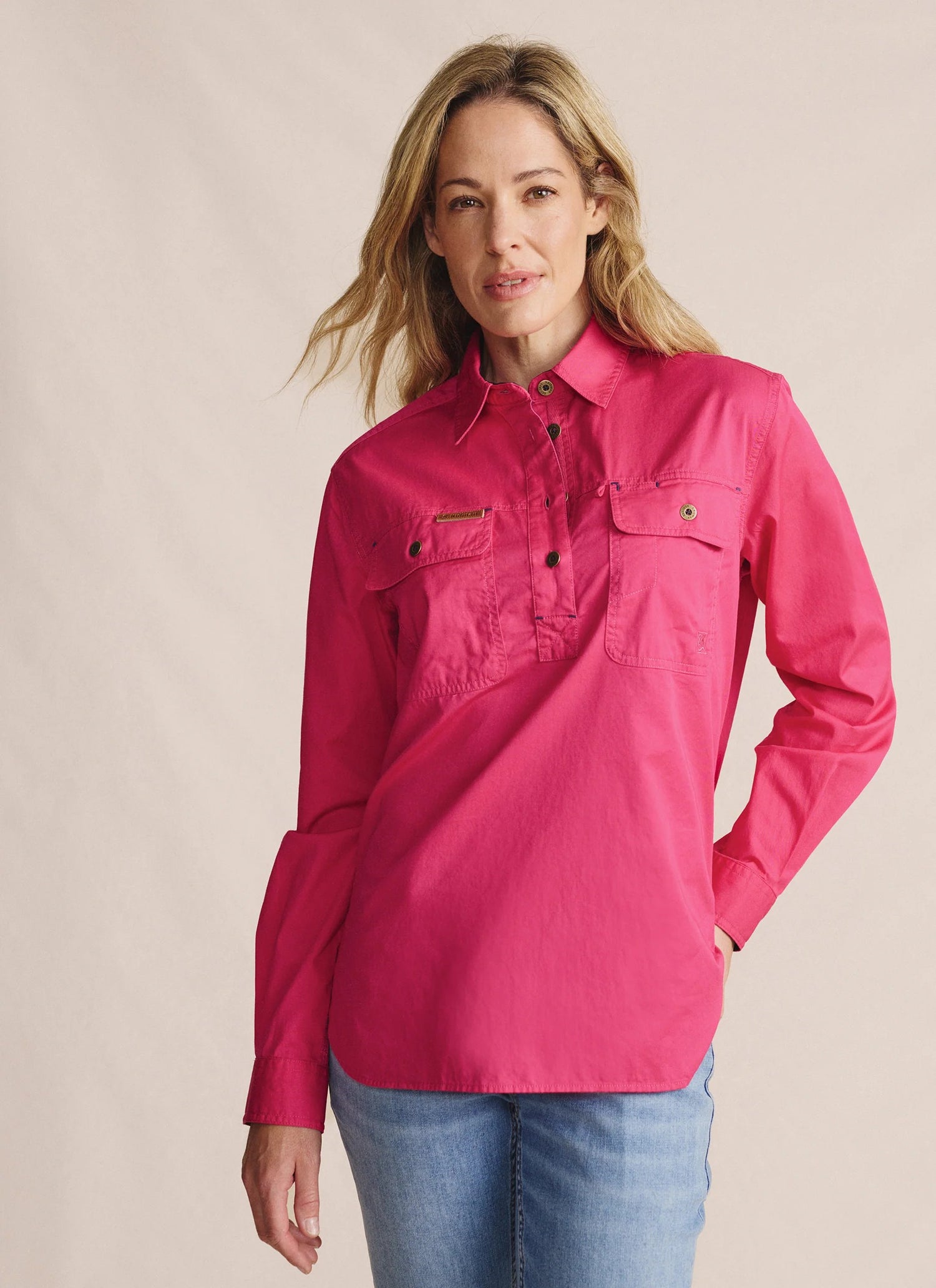 Camfield Half Placket Workshirt pink