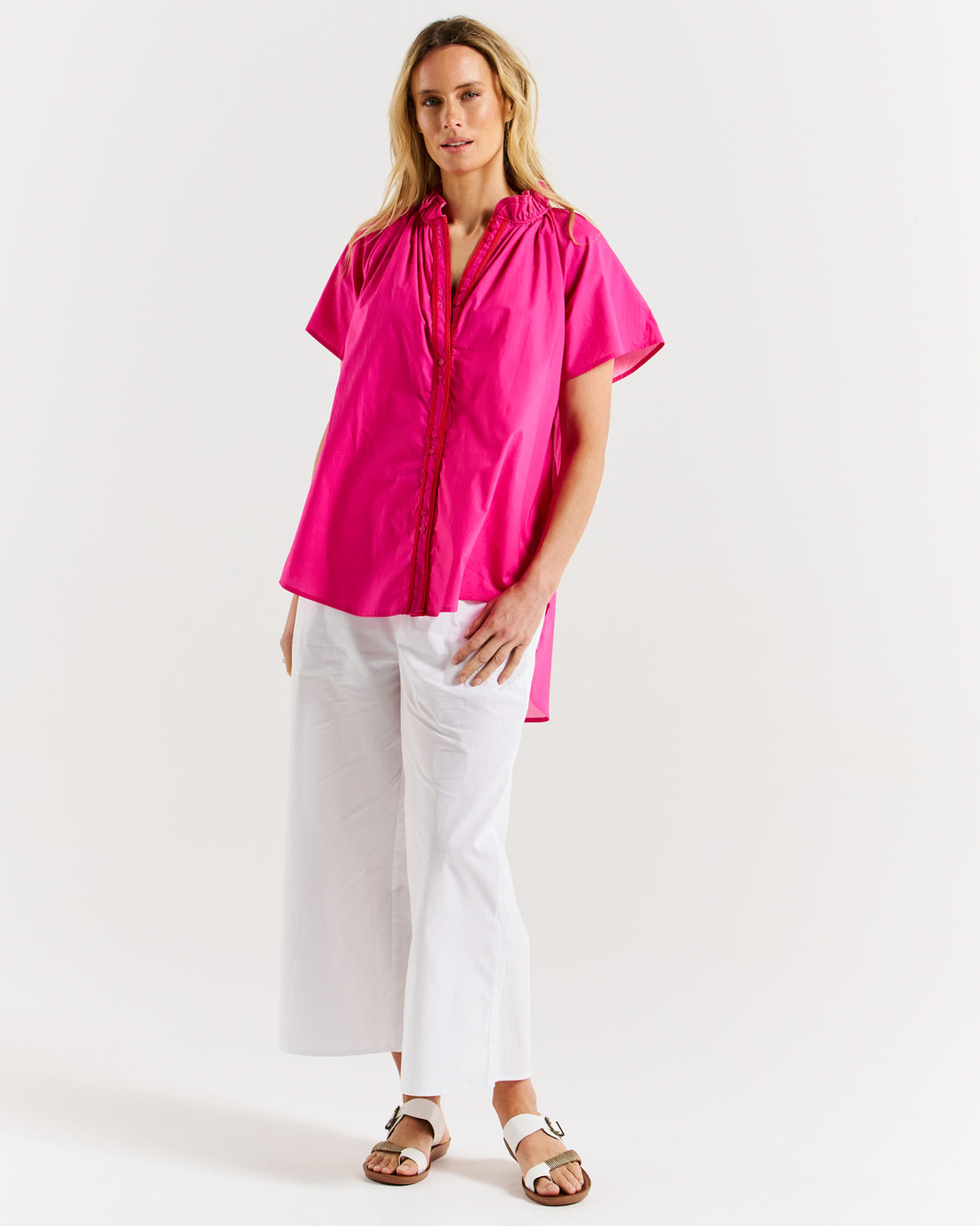 Caspian cotton blouse pink/red