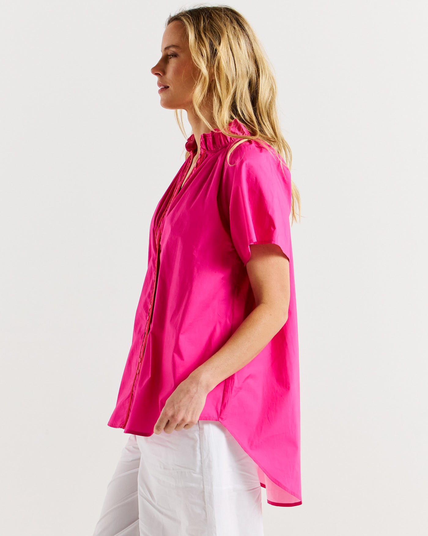 Caspian cotton blouse pink/red