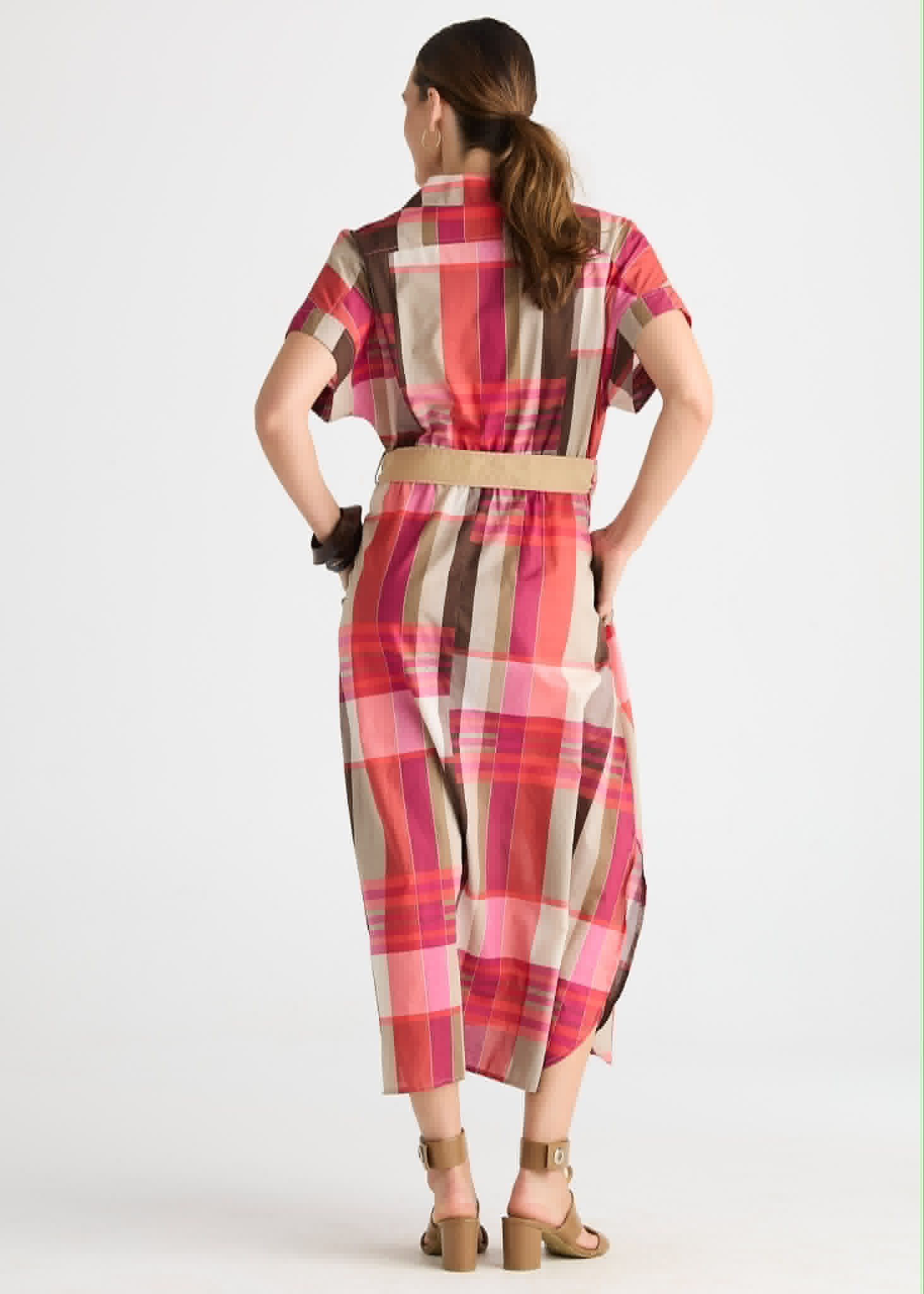 Checkered Dress - toast