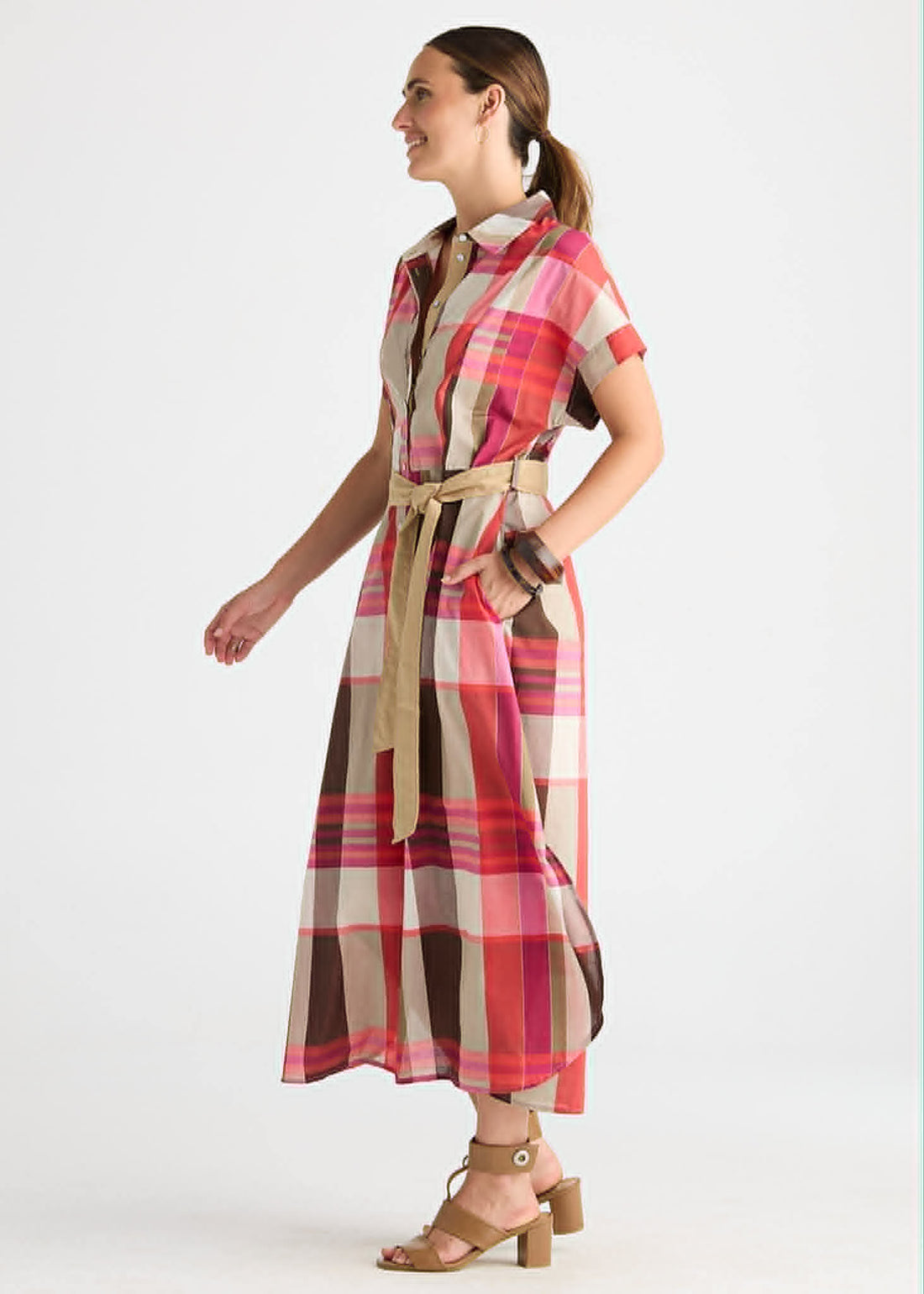 Checkered Dress - toast