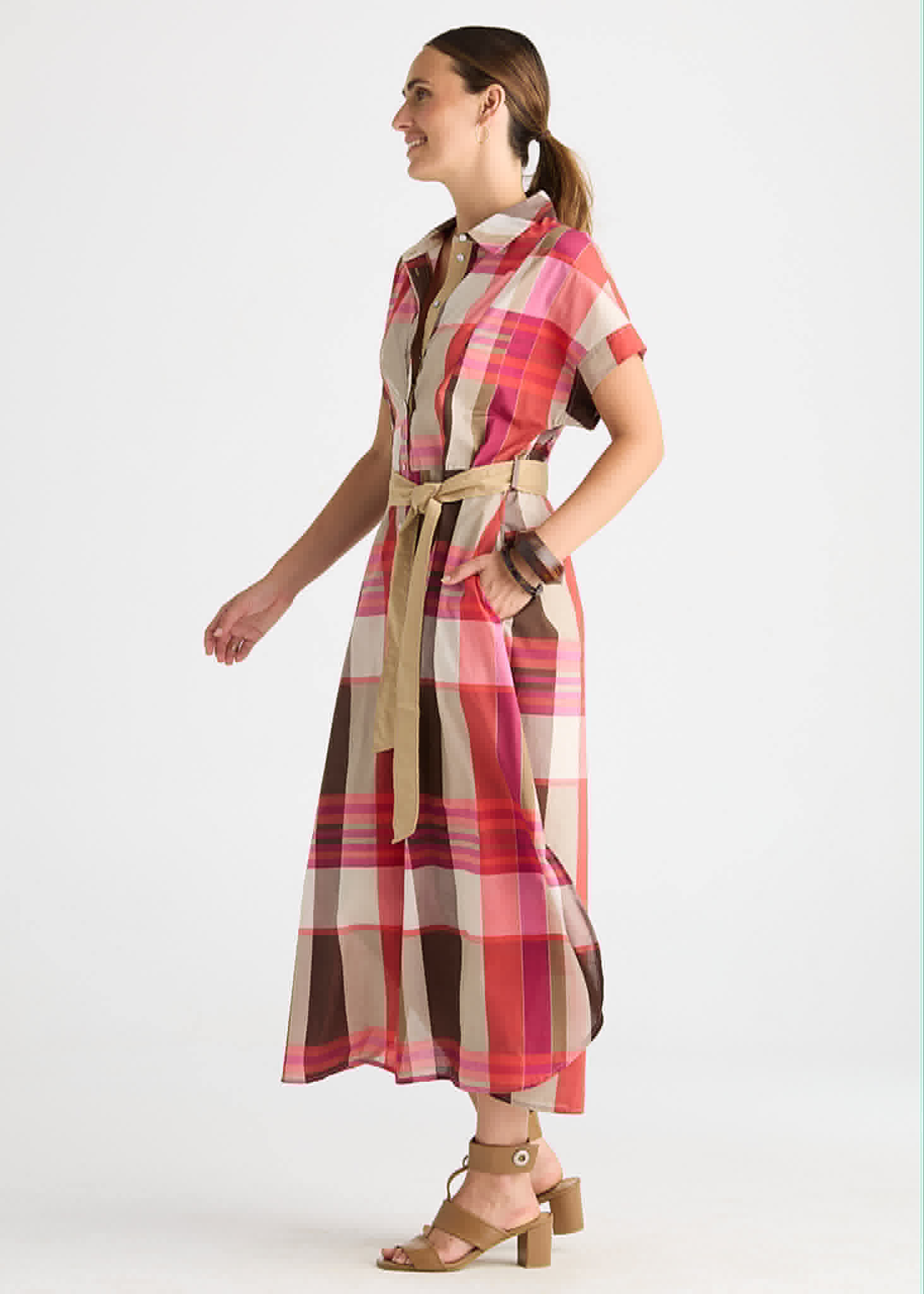 Checkered Dress - toast