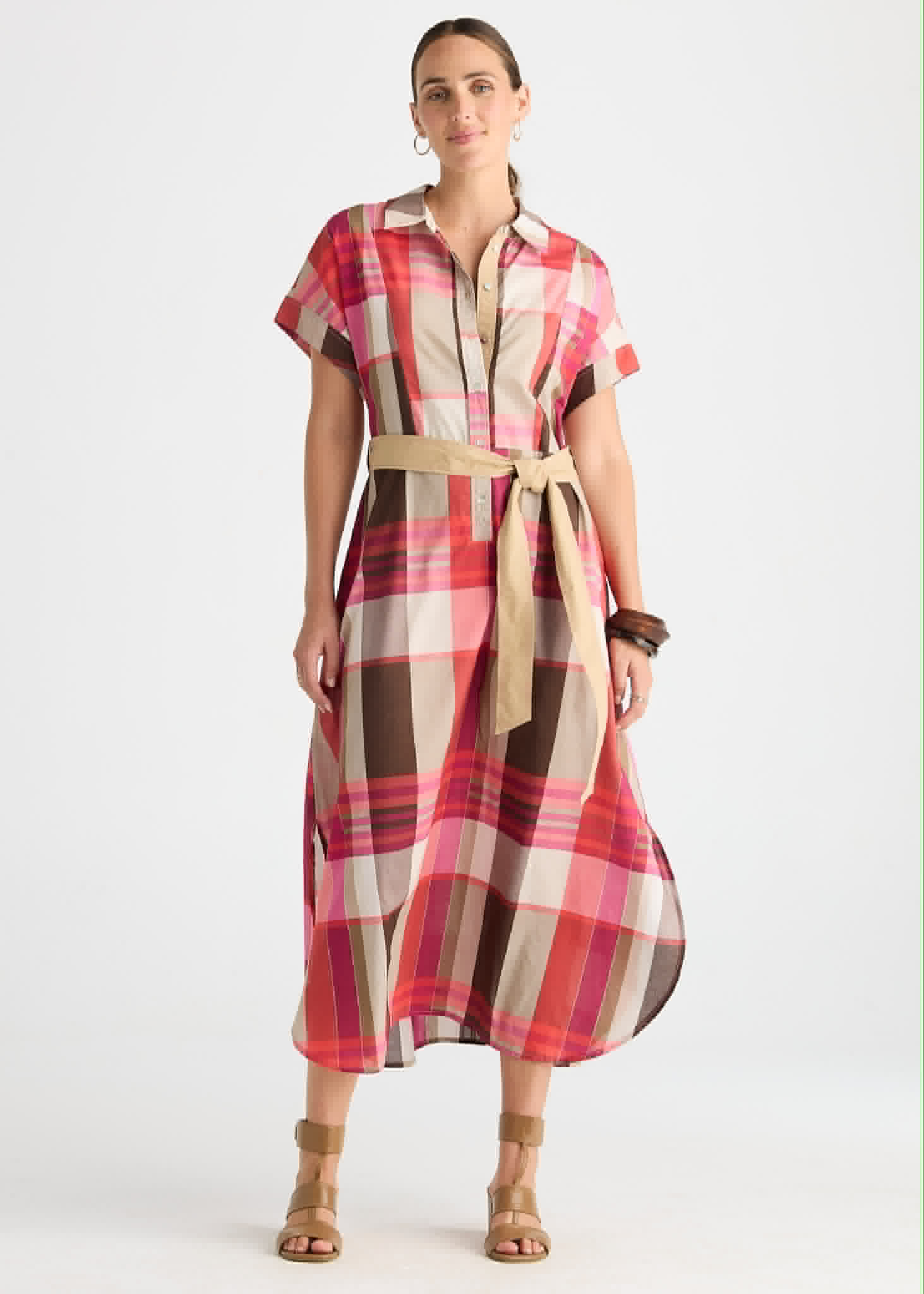 Checkered Dress - toast