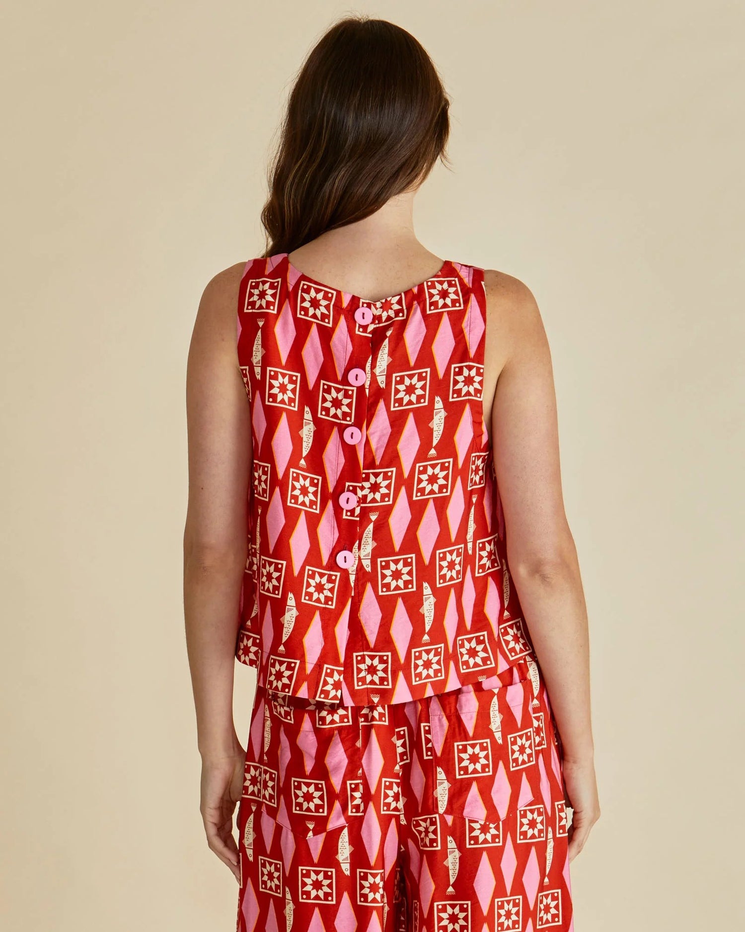 Copacabana shell top- Sardinia geo print