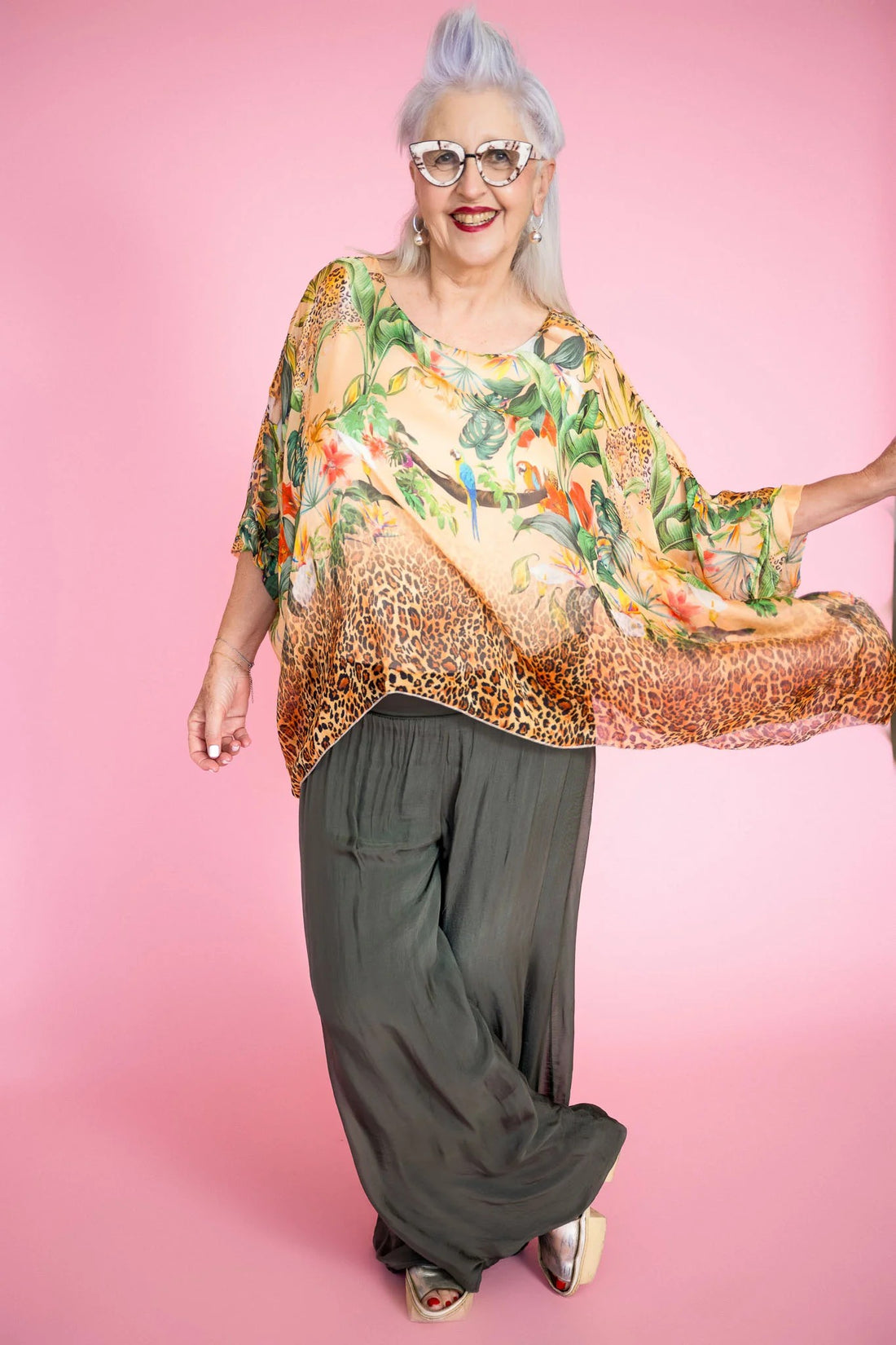 Flowy Silk Pant - khaki