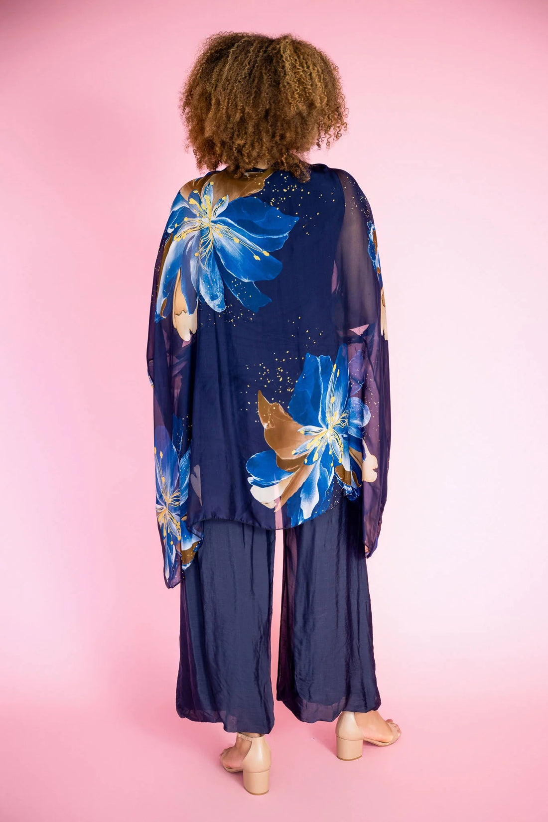 Flowy Silk Pants - navy