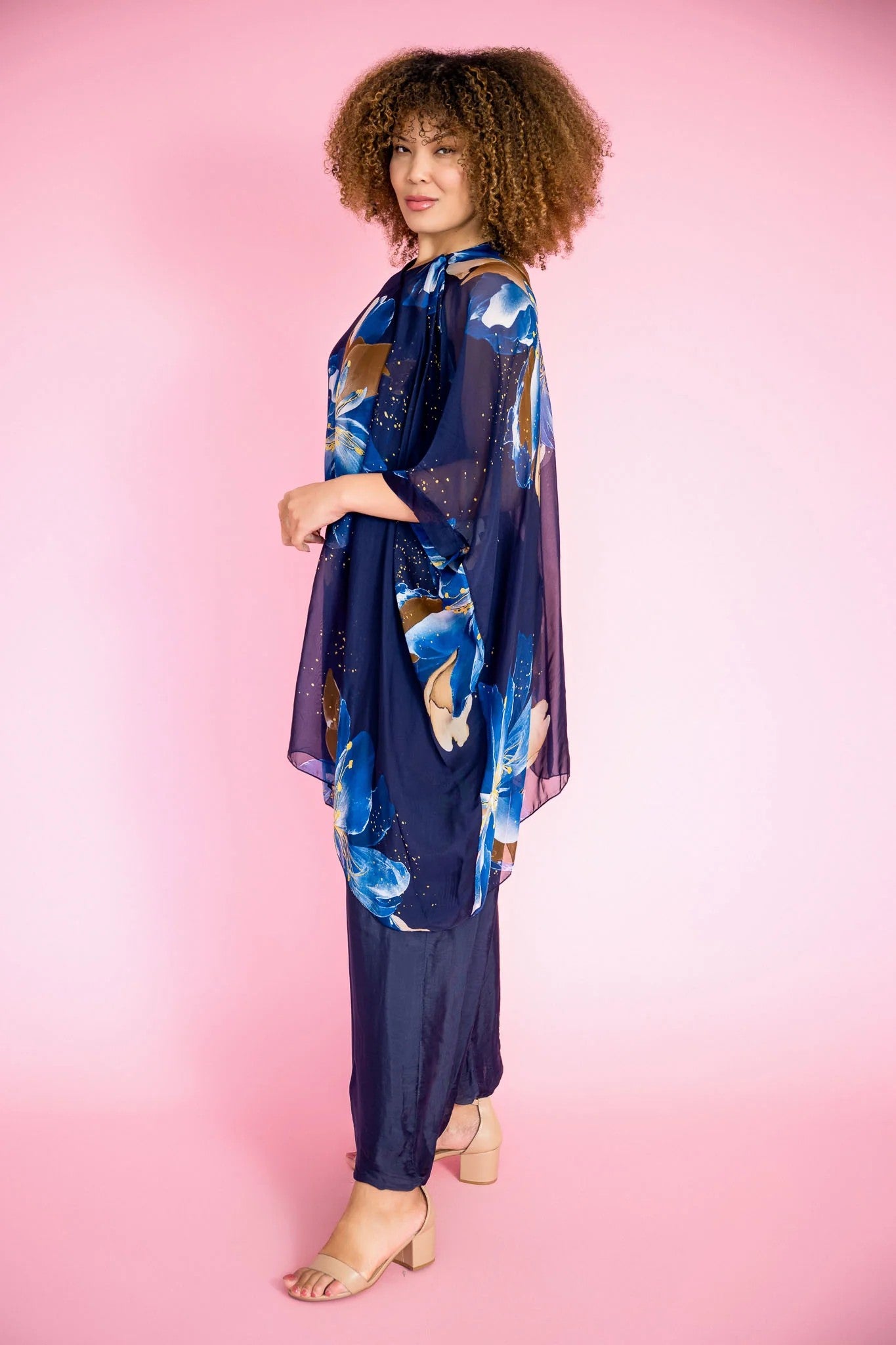 Flowy Silk Pants - navy