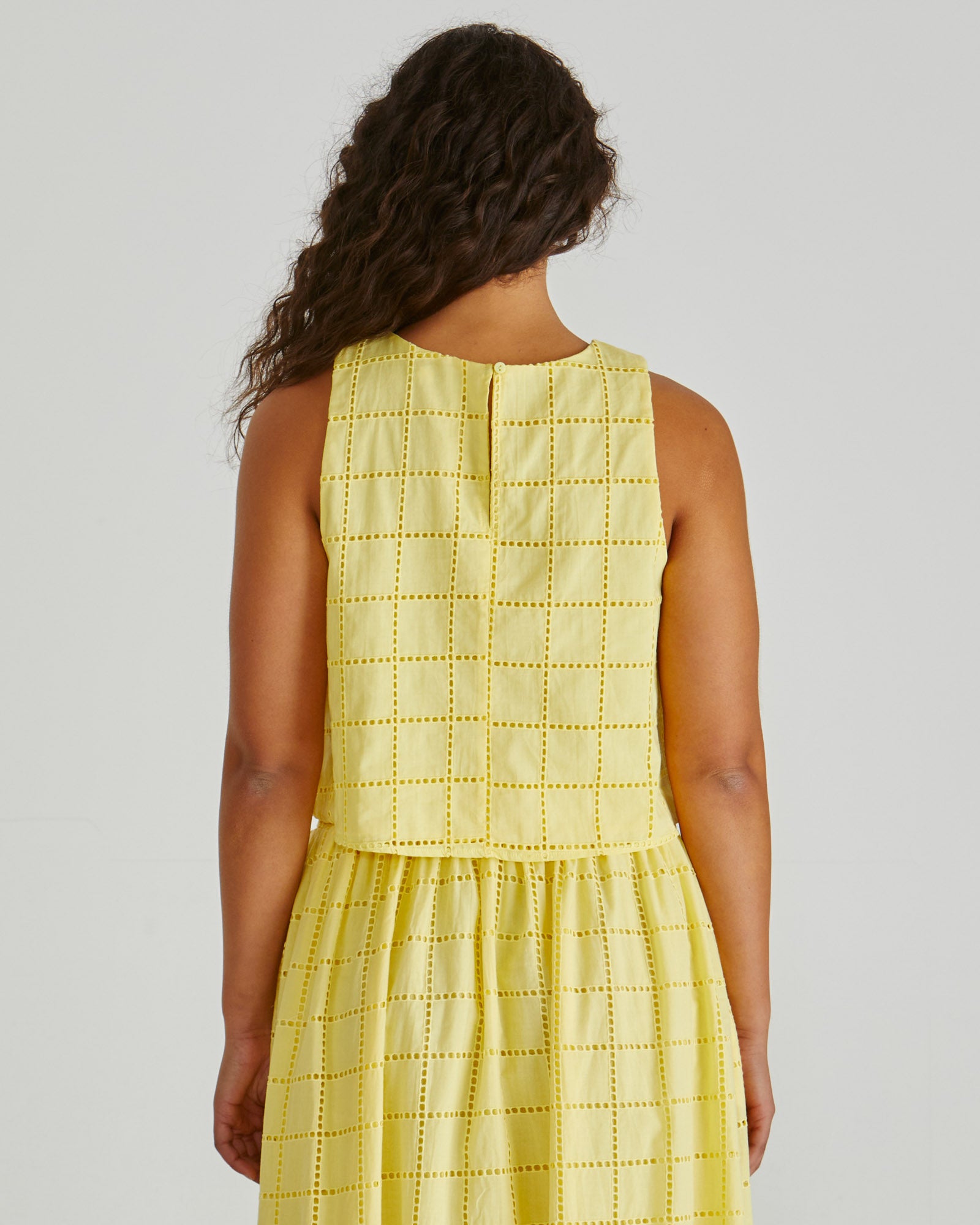 Helmi broderie tank yellow/pink