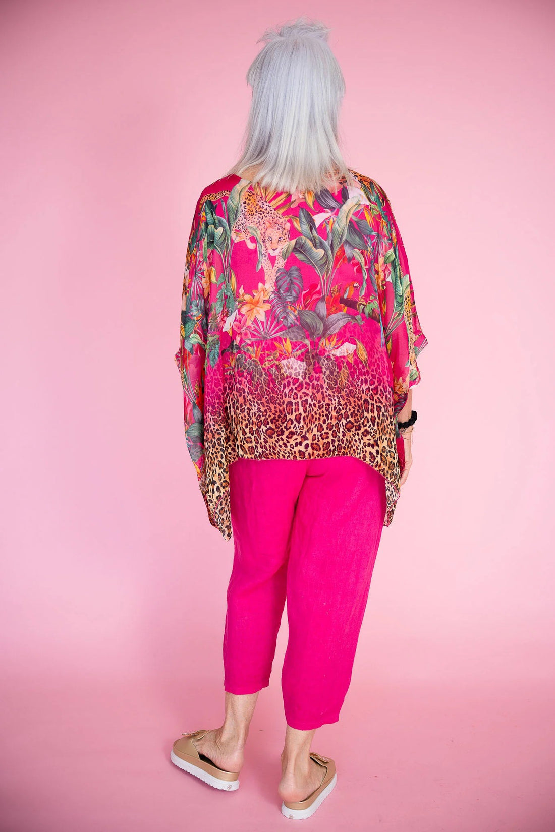 Jungle Silk Top - fuschia