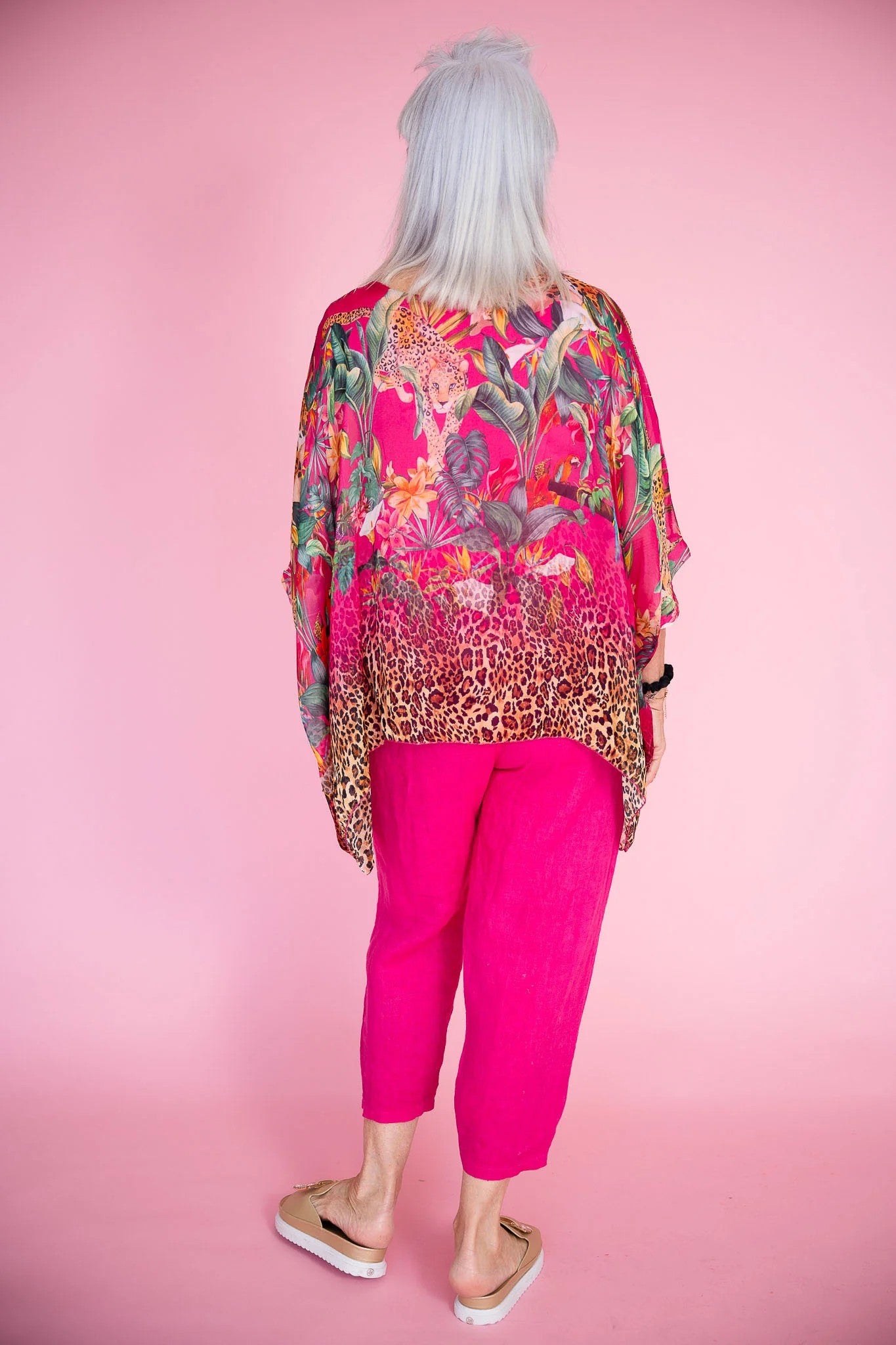 Jungle Silk Top - fuschia