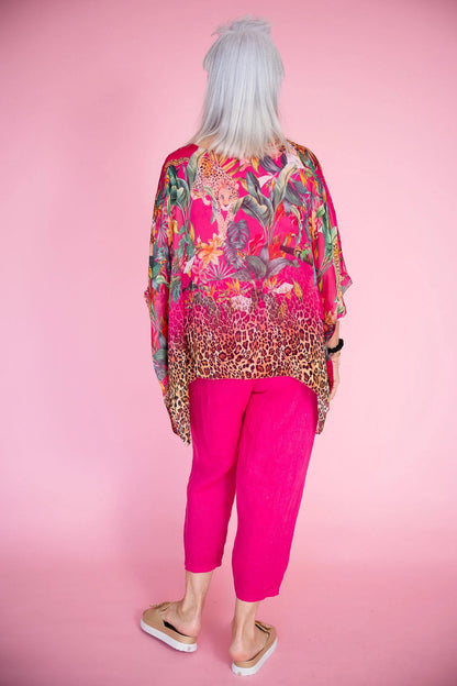 Jungle Silk Top - fuschia