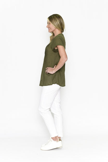 Kayla cotton blouse olive