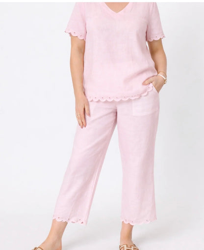 Lilly Linen Pant - pale pink