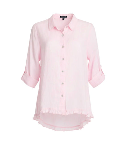 Milly Ruffle Hem Shirt - pale pink