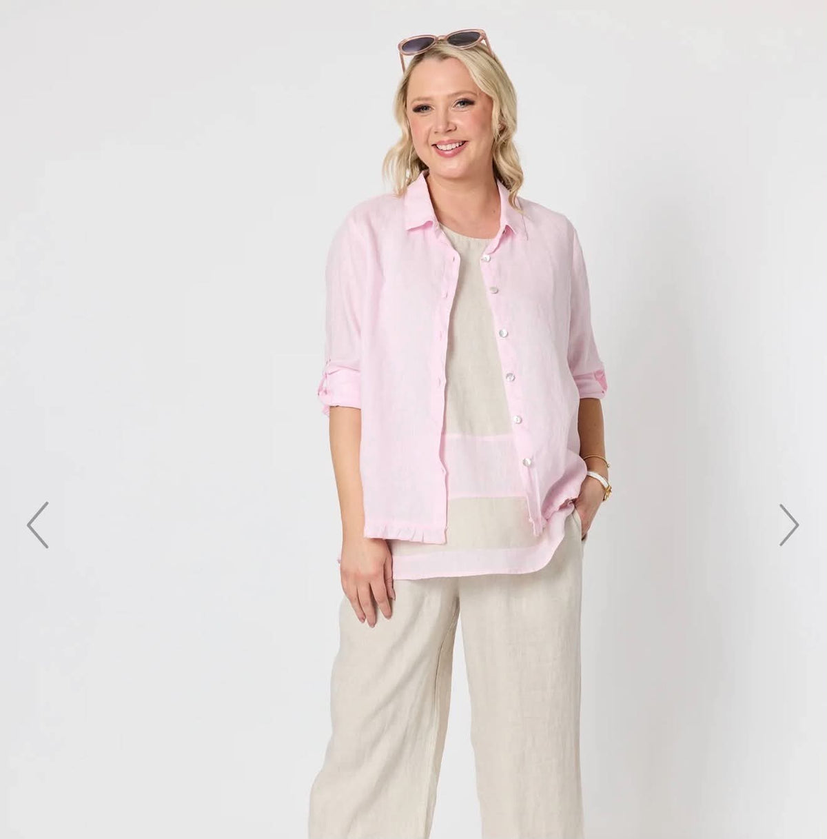 Milly Ruffle Hem Shirt - pale pink