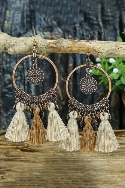 Desert Dancer Earring Round  Tassel Dangle