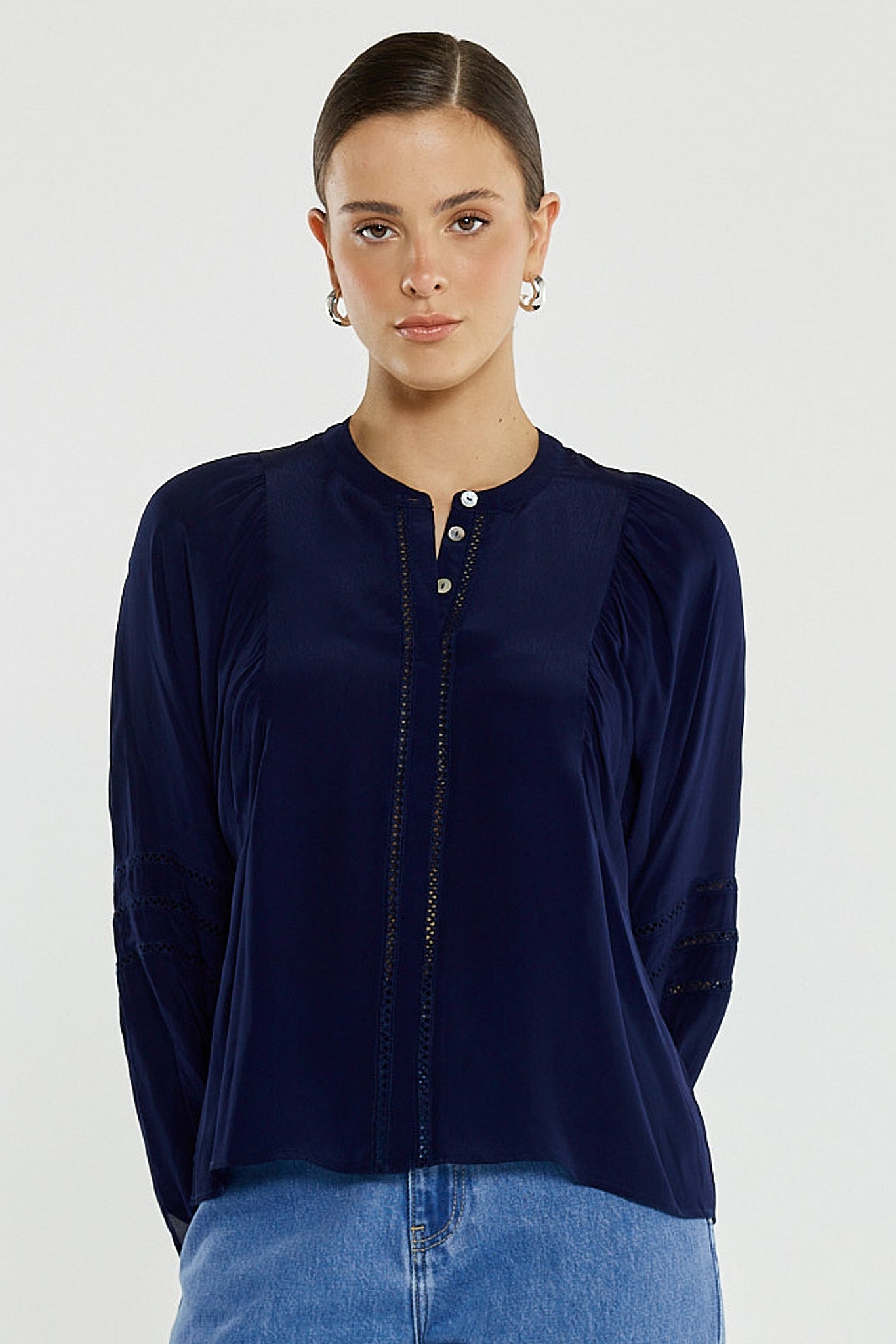 Nic Trim Blouse Ink