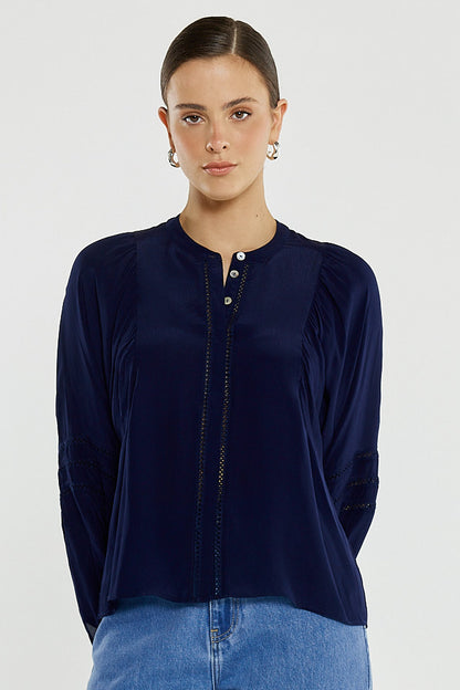 Nic Trim Blouse Ink